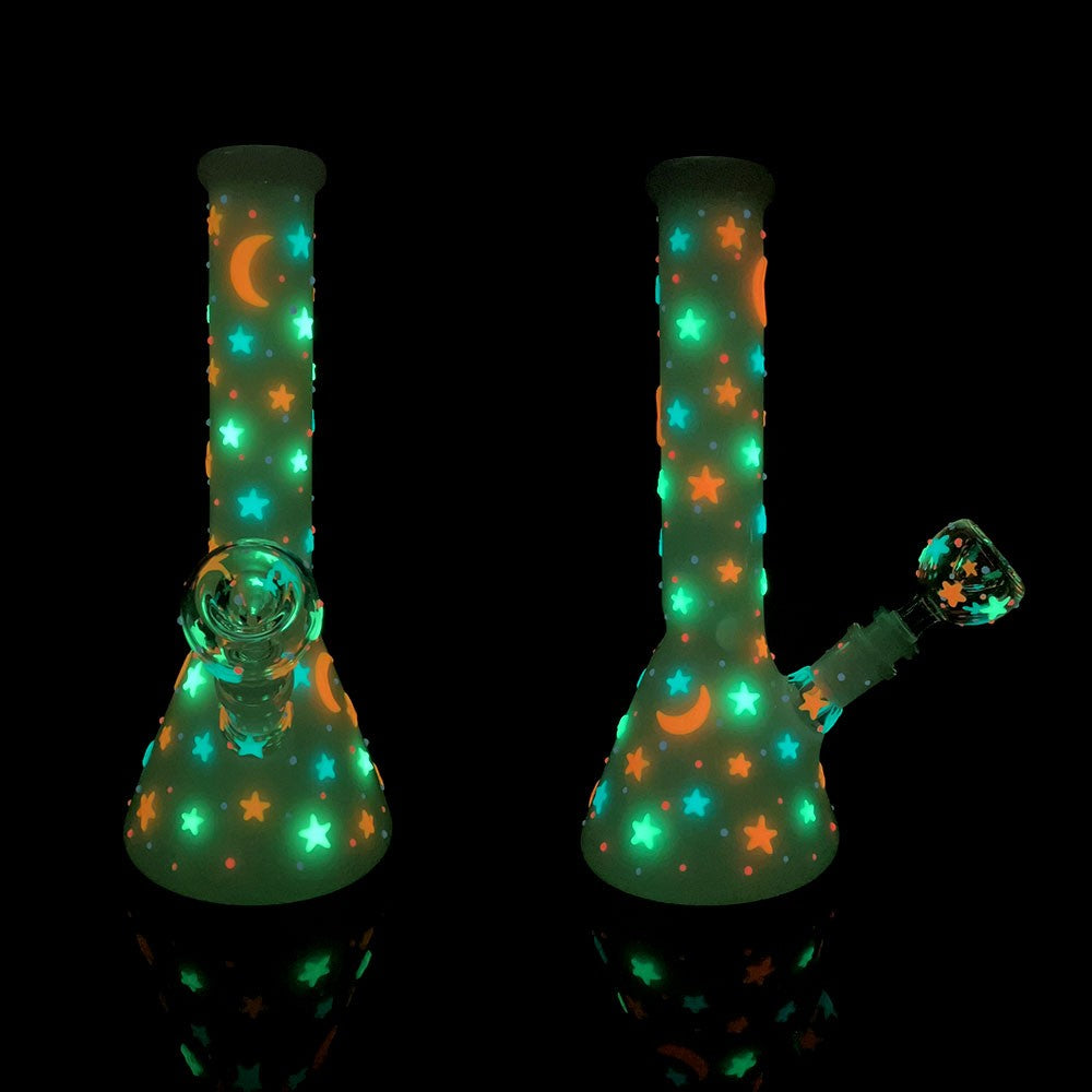 CUSTOM | 10inch Glow in the Dark Handcrafted High Quality Beaker - Glass Water Pipe