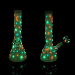 CUSTOM | 10inch Glow in the Dark Handcrafted High Quality Beaker - Glass Water Pipe