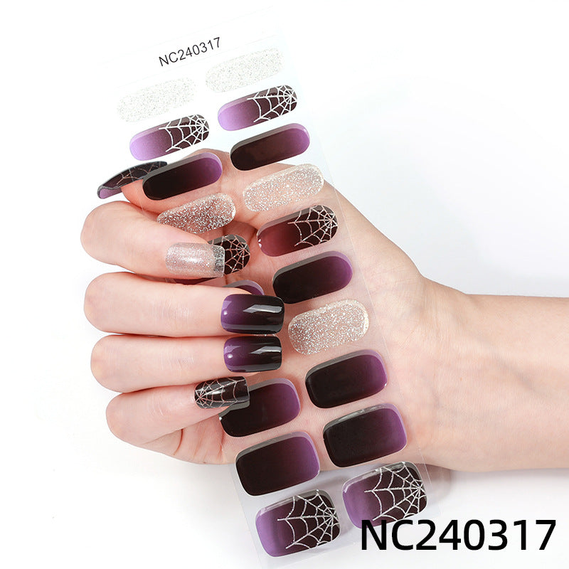 Semi-Cured Gel Nail Wraps - Midnight Web Glow🕸️💜