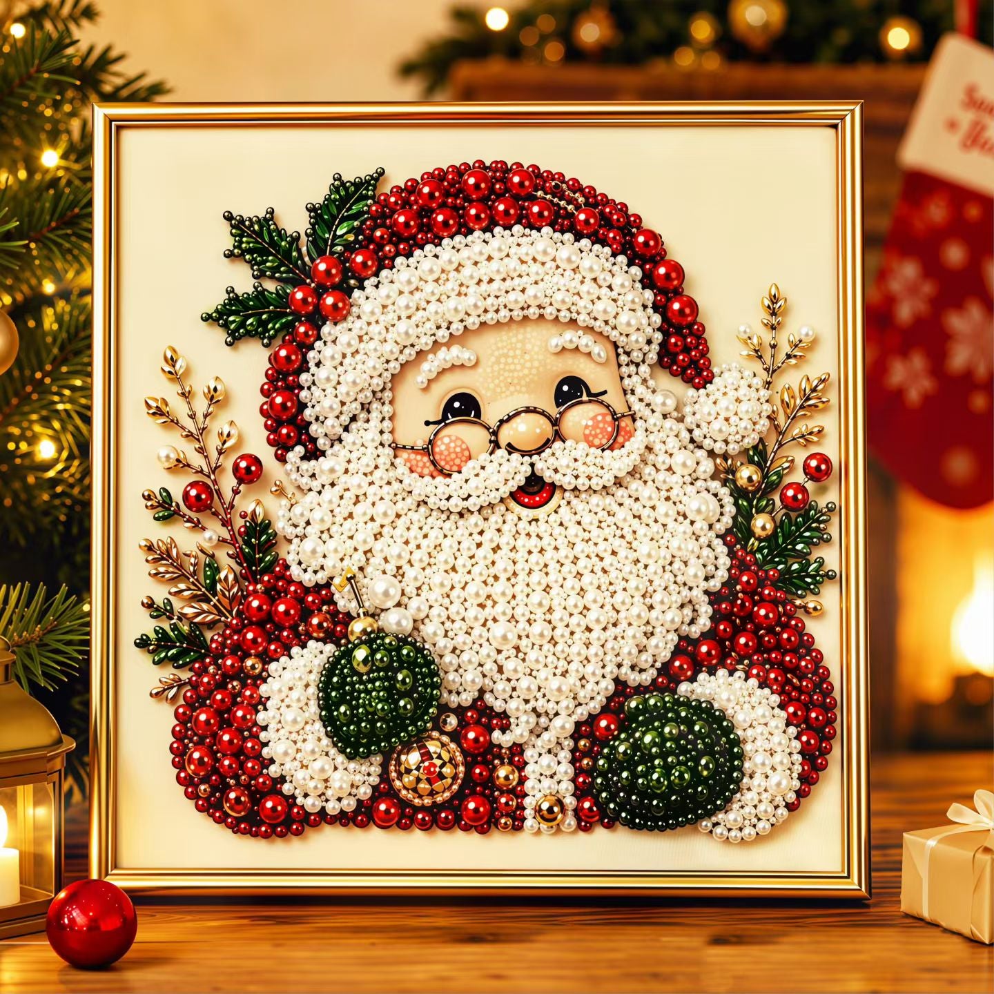Pearl Painting Kit | Christmas with Frame 20x20cm