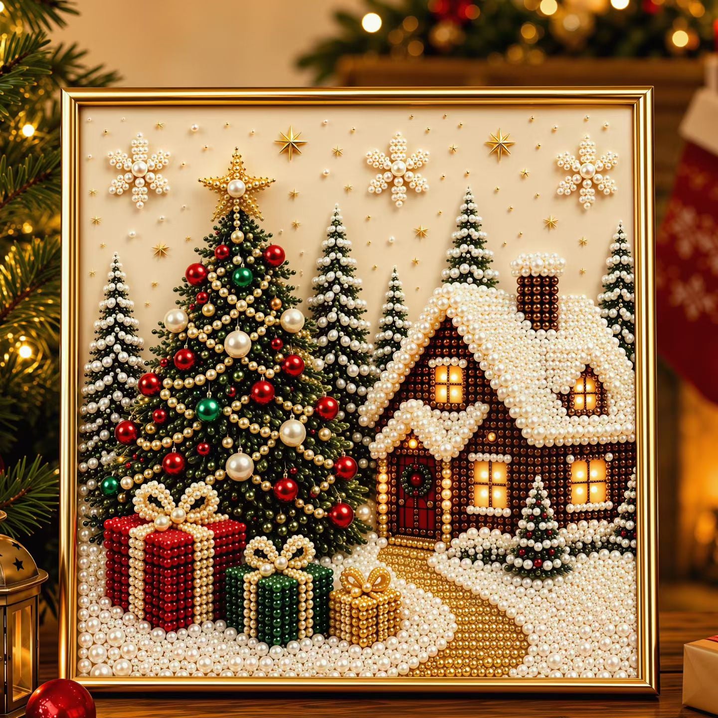 Pearl Painting Kit | Winter Gift with Frame 20x20cm