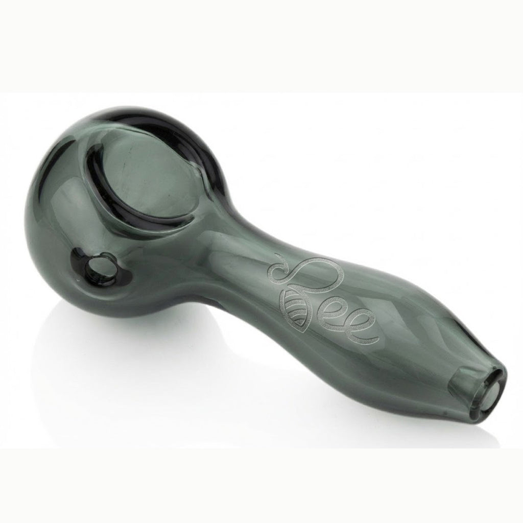 CUSTOM | 4" Glass Bowl Spiral White Lines Spoon Pipes Unique Pipe