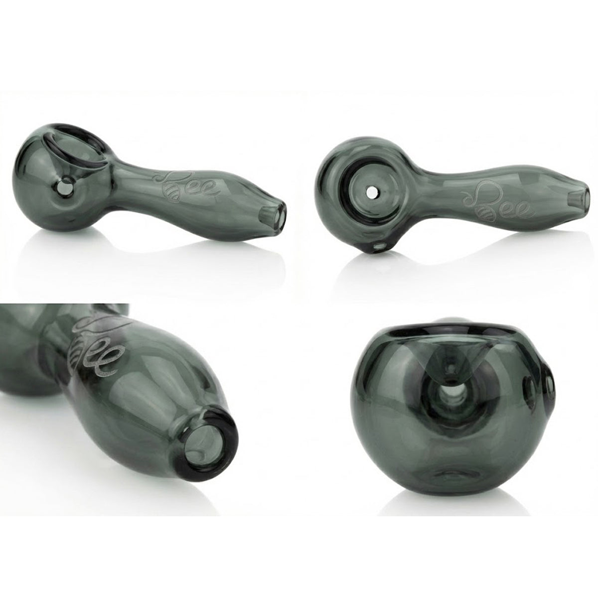CUSTOM | 4" Glass Bowl Spiral White Lines Spoon Pipes Unique Pipe