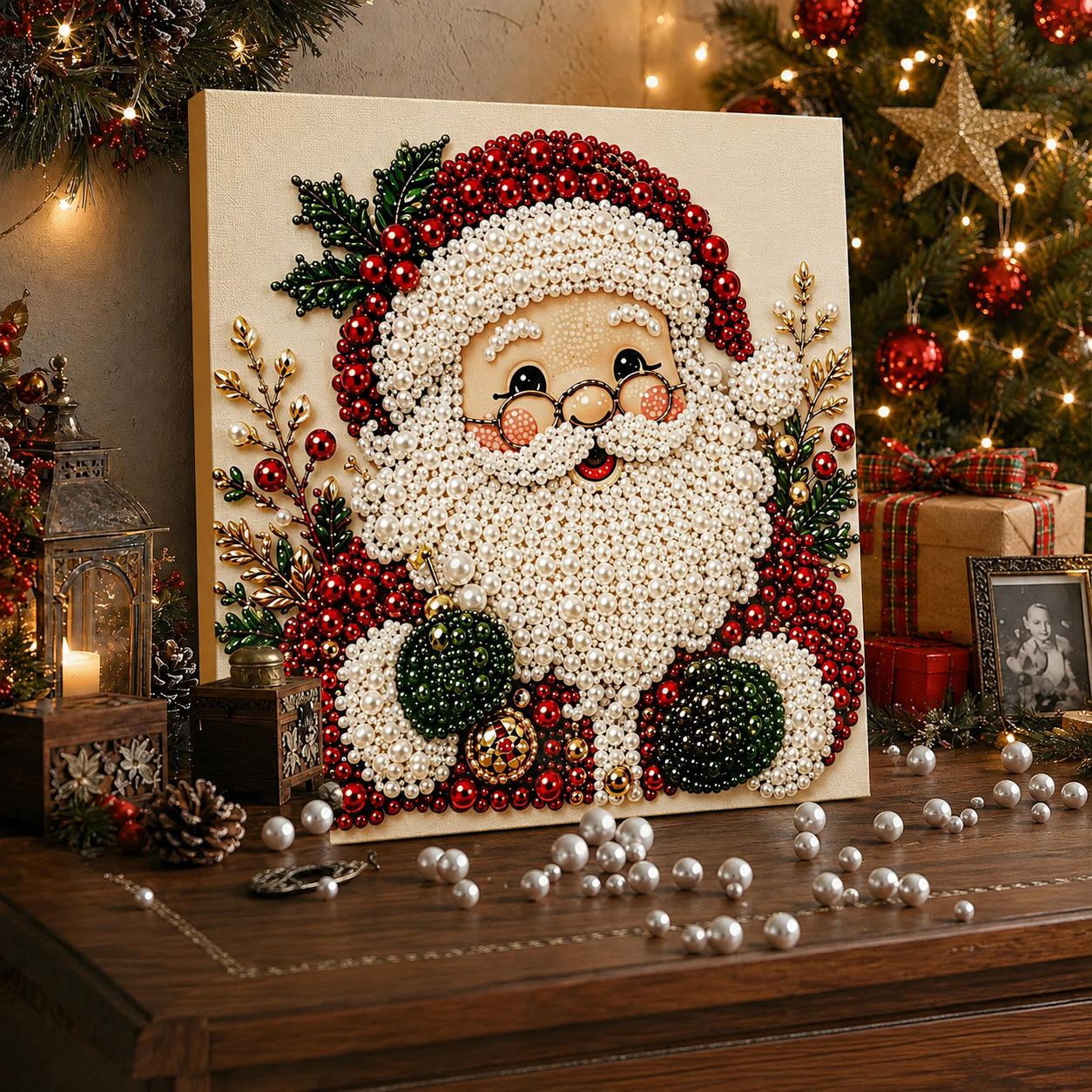 Pearl Painting Kit | Christmas with Frame 20x20cm