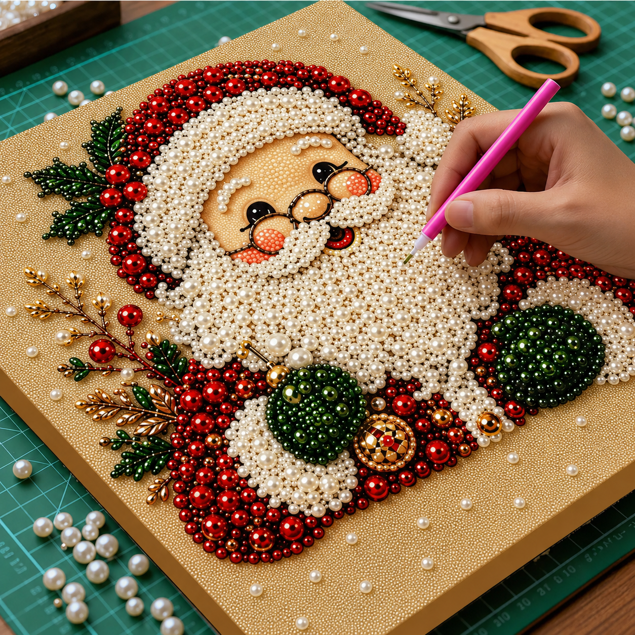 Pearl Painting Kit | Christmas with Frame 20x20cm
