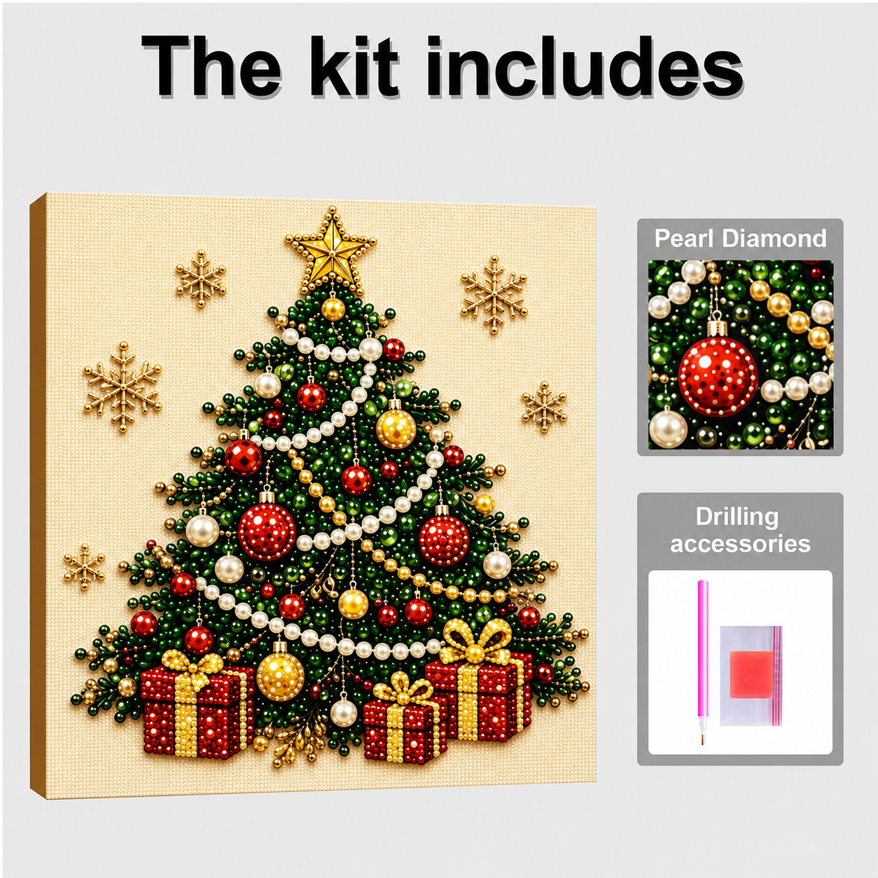 Pearl Painting Kit | Christmas Tree with Frame 20x20cm