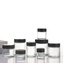 3oz Clear Glass Straight-Wall Wide-Mouth Jar with Child-Resistant Screw Lid