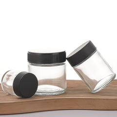 3oz Clear Glass Straight-Wall Wide-Mouth Jar with Child-Resistant Screw Lid